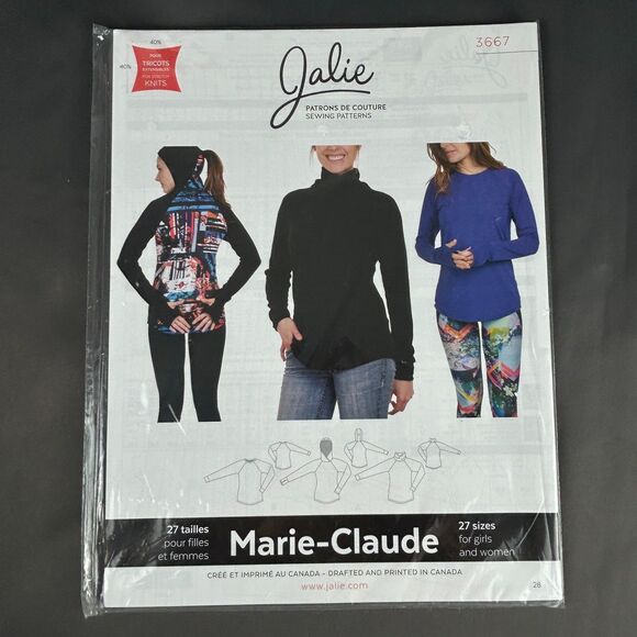 Jalie 3667 Marie Claude Long Sleeve Raglan Pullover Sewing Pattern 27 Sizes - Picture 7 of 10